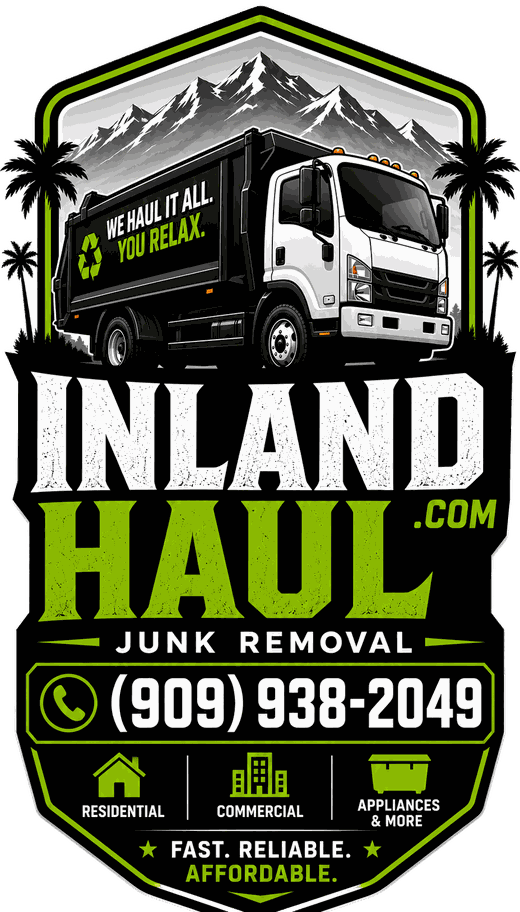 Inland Haul LLC junk removal badge with dump truck