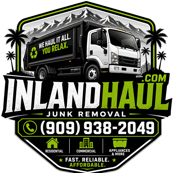 Inland Haul LLC junk removal badge with dump truck